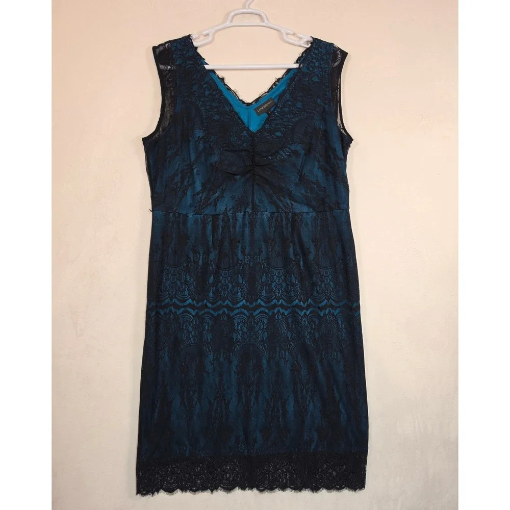 Lane Bryant Lace Dress Womens 24 Teal Black‎ Goth Romantic Whimsigoth Cocktail